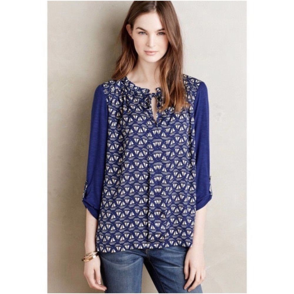 Anthropologie Meadow Rue Geometric Print blouse small